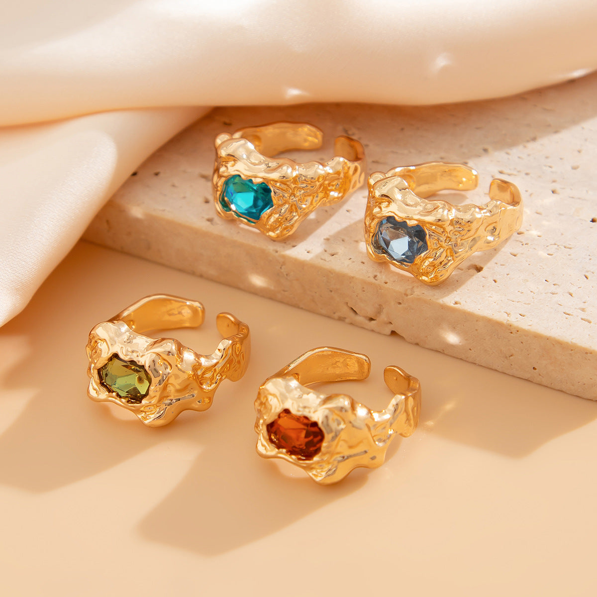 Retro Gem Ring Set – Statement Layers