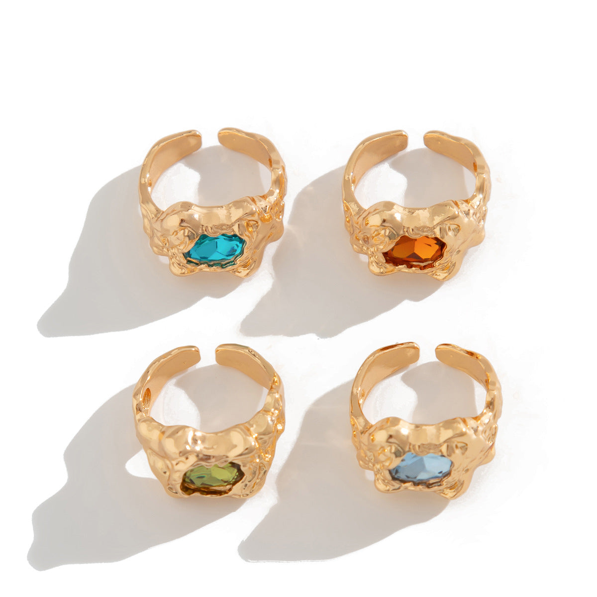 Retro Gem Ring Set – Statement Layers