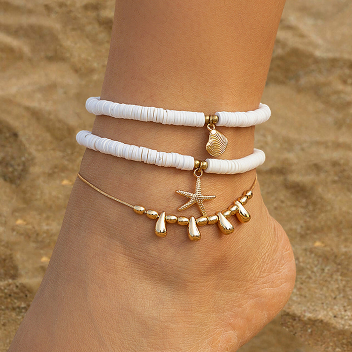 Ensemble de bracelets de cheville étoile de mer – Collection Ocean Soul