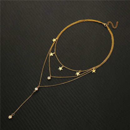 Layered Star Tassel Necklace